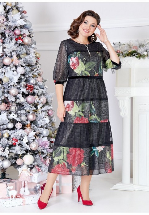 Новогодняя коллекция платьев для полных модниц белорусского бренда Mira Fashion 2023