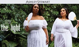 Американский lookbook одежды для полных модниц Ashley Stewart июль 2021