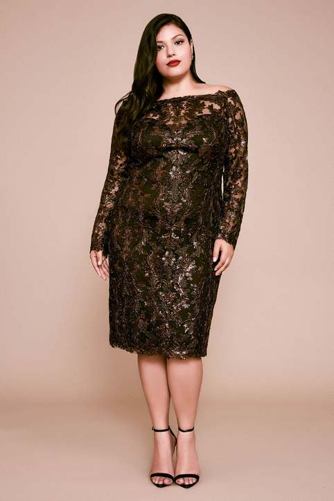 Новогодняя коллекция вечерних и коктейльных платьев для полных модниц американского бренда Tadashi Shoji 2020