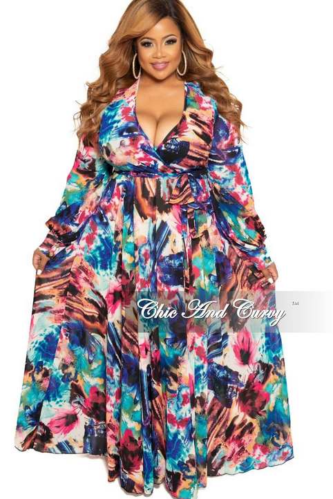 Макси платья для полных женщин американского бренда Chik & Curvy осень 2019