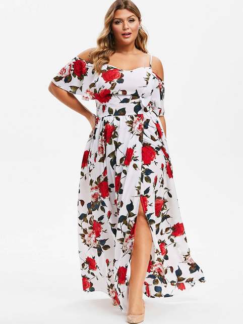 Длинные платья и сарафаны для полных девушек и женщин английского бренда DressLily лето 2019