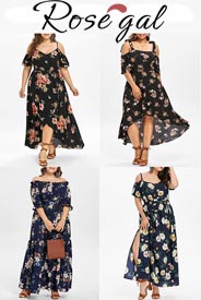 Длинные платья и сарафаны для полных модниц американского бренда Rosegal лето 2019
