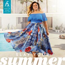 Lookbook стильной одежды для полных модниц американского бренда Ashley Stewart июнь 2019