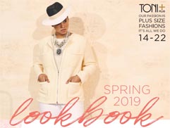Lookbook женской одежды больших размеров канадского бренда Toni Plus весна 2019