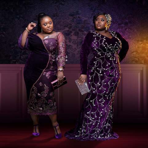 Нарядные платья для полных женщин бренда из Нигерии Makioba зима 2018-2019