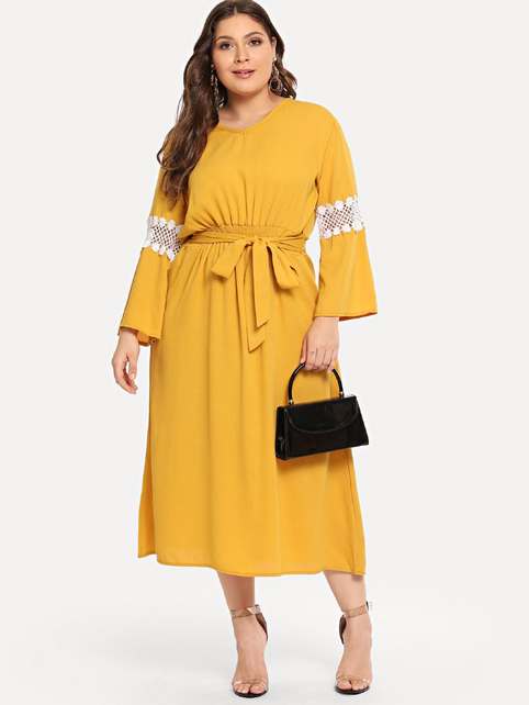Длинные повседневные платья для полных женщин американского бренда Romwe осень 2018