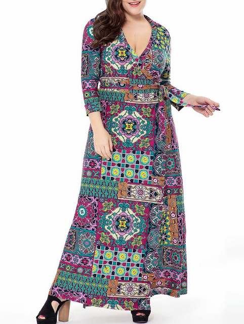 Длинные платья и сарафаны в стиле бохо для полных модниц американского бренда RoseGal весна-лето 2018