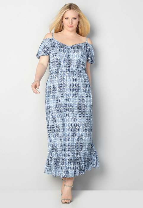 Длинные платья и сарафаны в стиле бохо-шик для полных модниц американского бренда Avenue, лето 2017