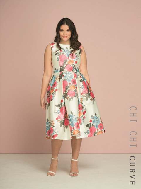 Нарядные платья для полных девушек английского бренда Chi Chi, весна-лето 2017