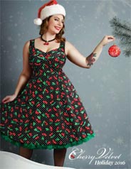 Новогодний loookbook платьев для полных женщин в стиле Pin-Up канадского бренда Cherry Velvet 2016 