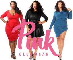Нарядные и повседневные платья для полных девушек американского бренда Pink, осень-зима 2016-17