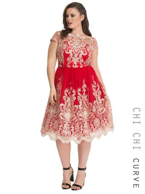 Нарядные платья для полных девушек и женщин английского бренда Chi Chi. Весна-лето 2016