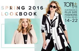 Lookbook женской одежды больших размеров канадской компании Toni Plus. Весна 2016