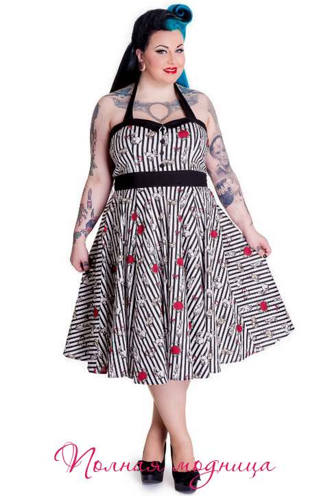 Платья для полных женщин в стиле Pin-Up американского бренда Domino Dollhouse. Лето 2015