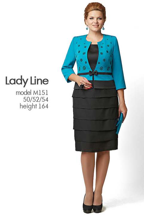 Костюмы и платья для полных модниц белорусской компании lady Line. Весна 2015