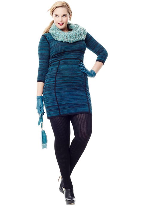 Модные вязанные платья для полных девушек и женщин осени-зимы 2013-2014