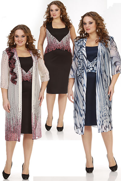 Платья двойки больших размеров белорусской компании Andrea Style. Весна-лето 2014