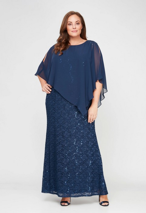 Нарядные платья для полных женщин американского бренда SL Fashions осень 2025