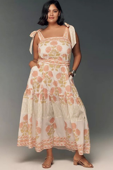 Коллекция платьев и сарафанов больших размеров американского бренда Anthropologie лето 2024