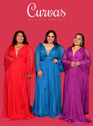 Новогодний lookbook вечерних платьев для полных женщин никарагуанского бренда Curvas 2024