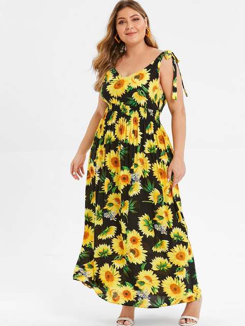 Длинные платья и сарафаны для полных девушек и женщин английского бренда DressLily лето 2019