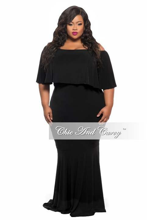 Длиннные платья в пол для полных женщин американского бренда Chic & Curvy, осень-зима 2016-17