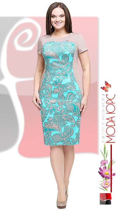 Платья и платья-двойки для полных девушек и женщин белорусской торговой марки Мода-Юрс. Весна-лето 2015