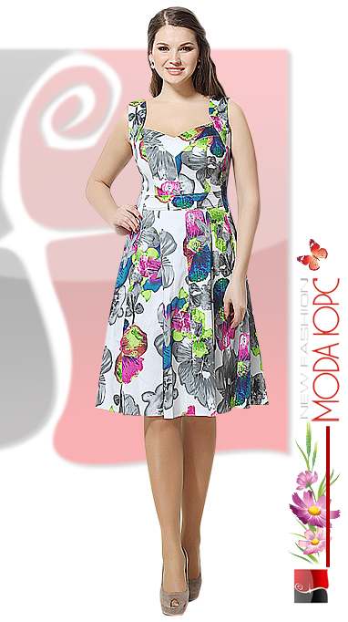 Платья и платья-двойки для полных девушек и женщин белорусской торговой марки Мода-Юрс. Весна-лето 2015